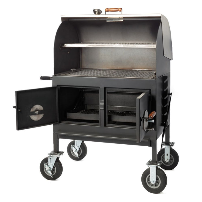 Pitts & Spitts 36 x 24 Adjustable Charcoal Grill - Roll Top