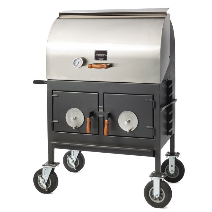 Pitts & Spitts 36 x 24 Adjustable Charcoal Grill - Roll Top