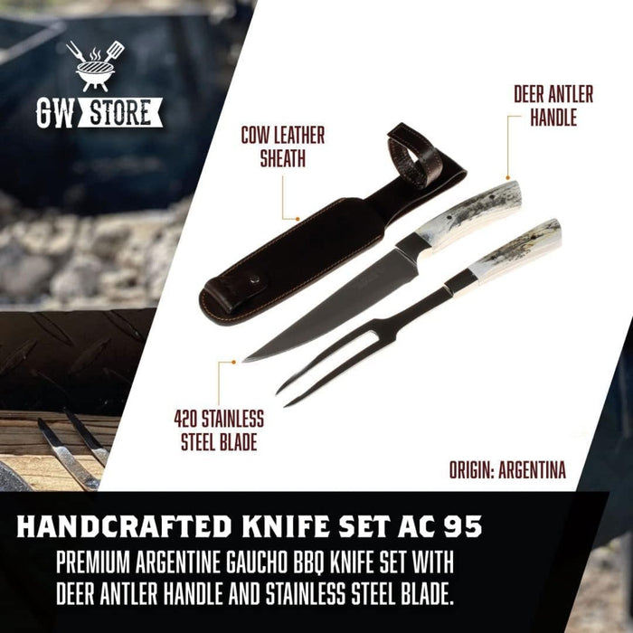 AC 95 Handcrafted Knife Set Deer Antler Handle