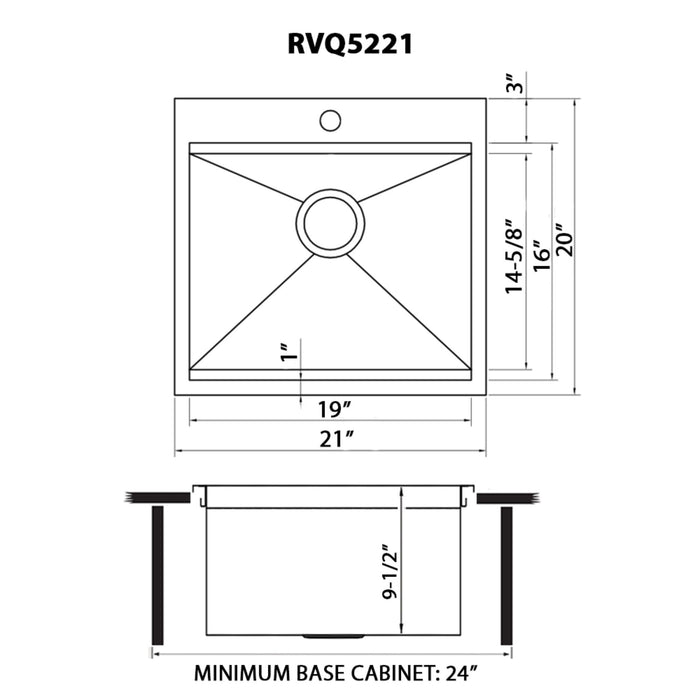 Ruvati Merino RVQ5221 21 x 20 inch Outdoor Sink Stainless Steel