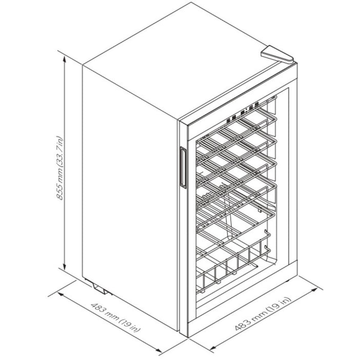 Dometic 19-inch Single-zone freestanding wine cooler, 35 bottles