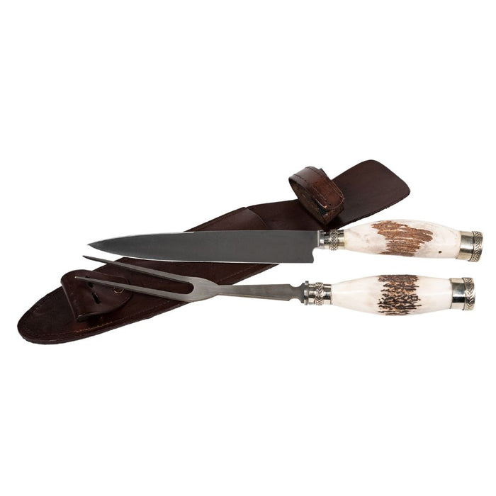 El Cedro BBQ 7.8" Knife & Fork Nickel Silver Deer Set