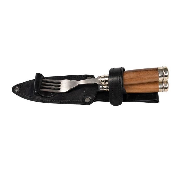 El Cedro 5.5" Knife & Fork Nickel Silver Wood Picnic Set
