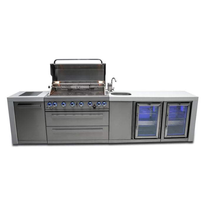 Mont Alpi MAi805-DBEVFC Propane 6-Burner Deluxe Island with Beverage Center & Fridge Cabinet