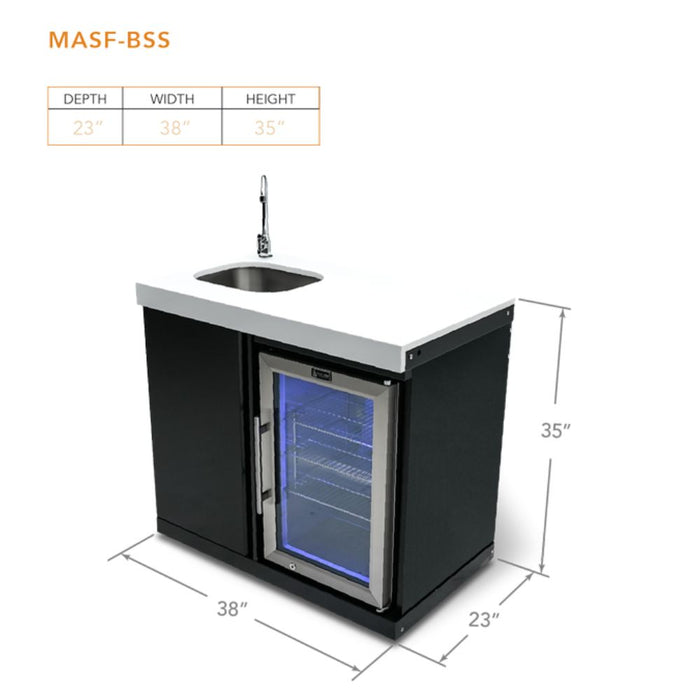 Mont Alpi MASF-BSS Black Stainless Steel Beverage Center with Sink & Refrigerator