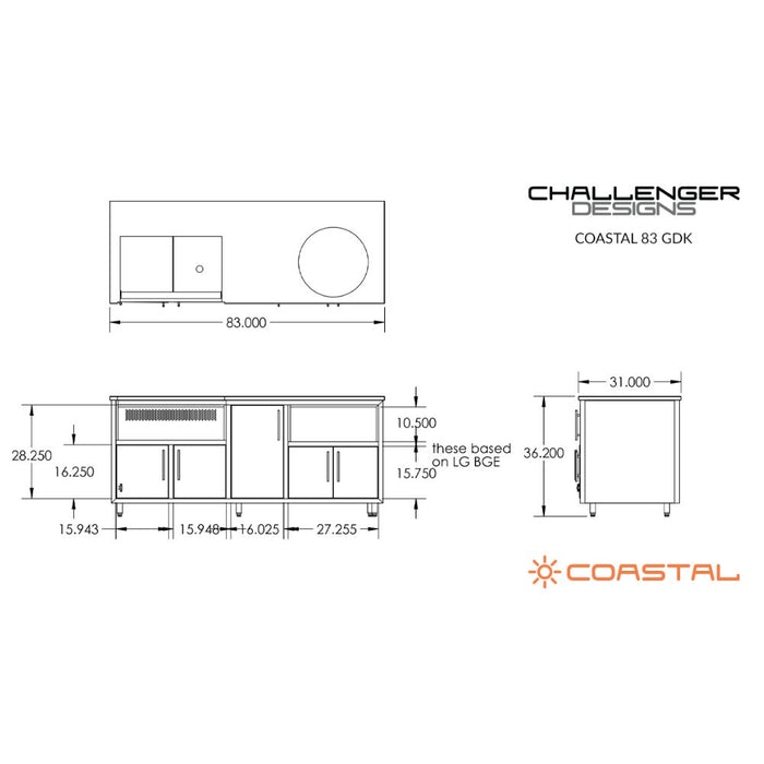 Challenger Designs Coastal Series GDK Outdoor Island with Napoleon BIG32 Gas Grill & Large Egg, White Cabinet Color