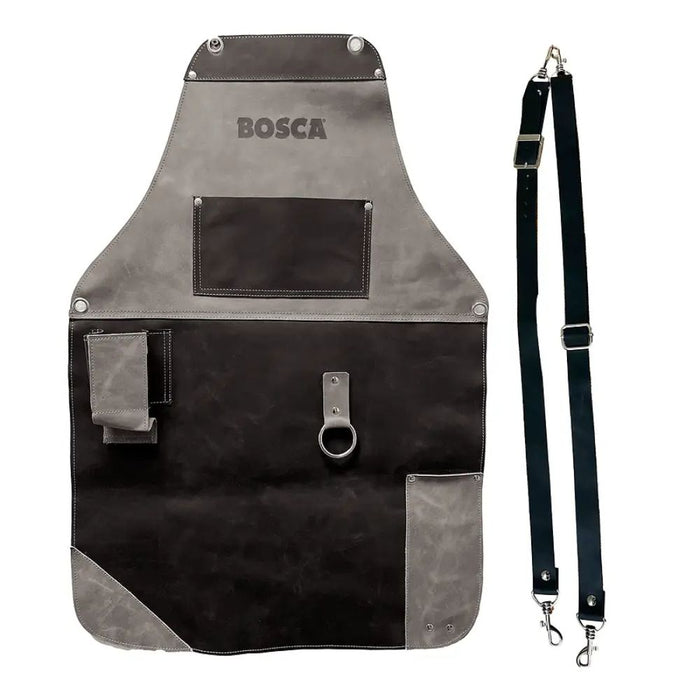 Bosca Black Leather Grilling Apron