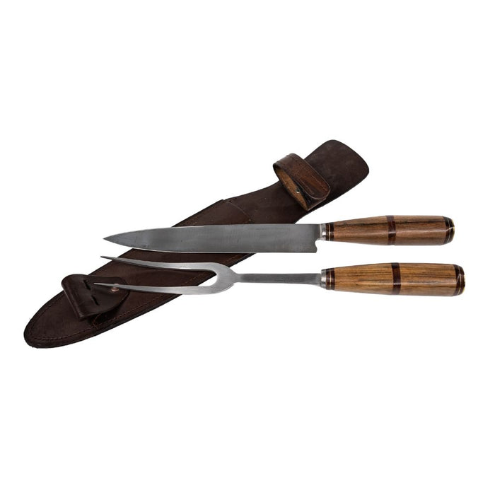 El Cedro BBQ 7.8" Knife & Fork Nickel Silver Wood Combined Set
