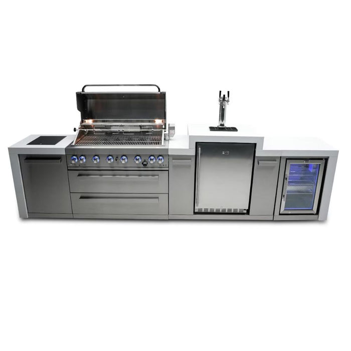 Mont Alpi MAi805-DKEGFC Propane 6-Burner Deluxe Island with Kegerator & Fridge Cabinet