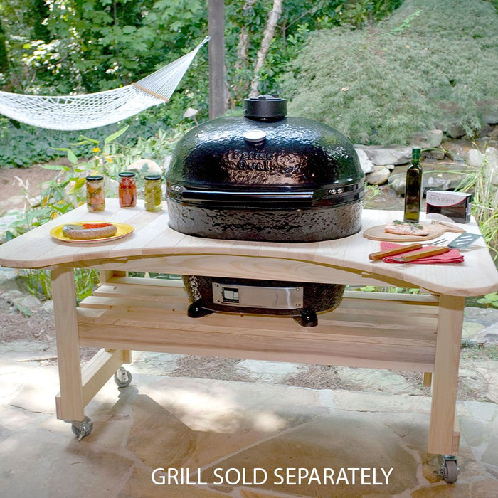 Primo PG00600 Curved Cypress Kamado Table for Primo Oval XL 400 w/ Ceramic Feet