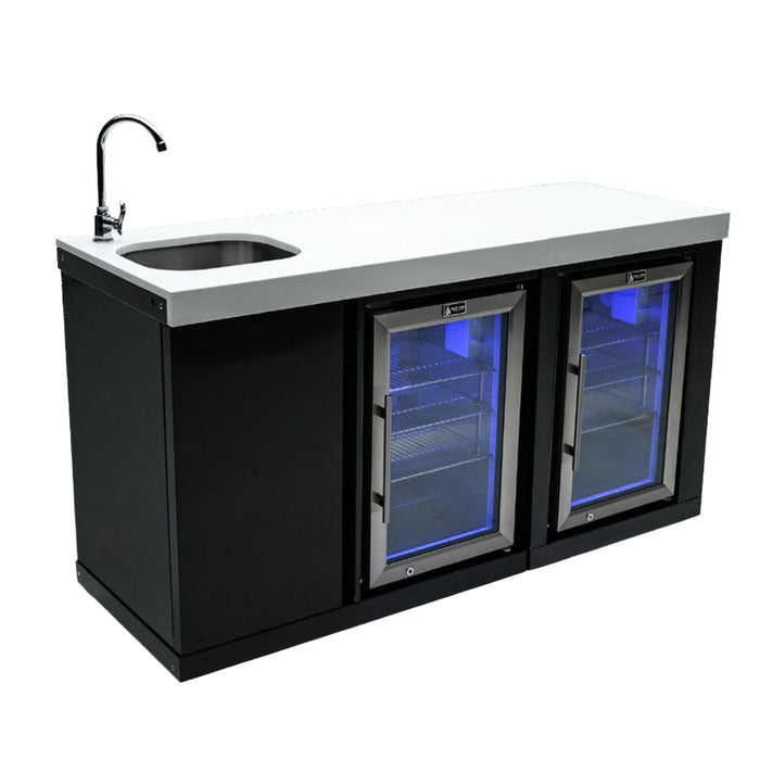 Mont Alpi MA-BEVBSSFC Black Stainless Steel Module with Beverage Center & Fridge Cabinet