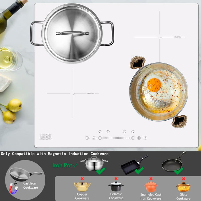 Cook Good White Built-in 24-Inches Induction Cooktop
