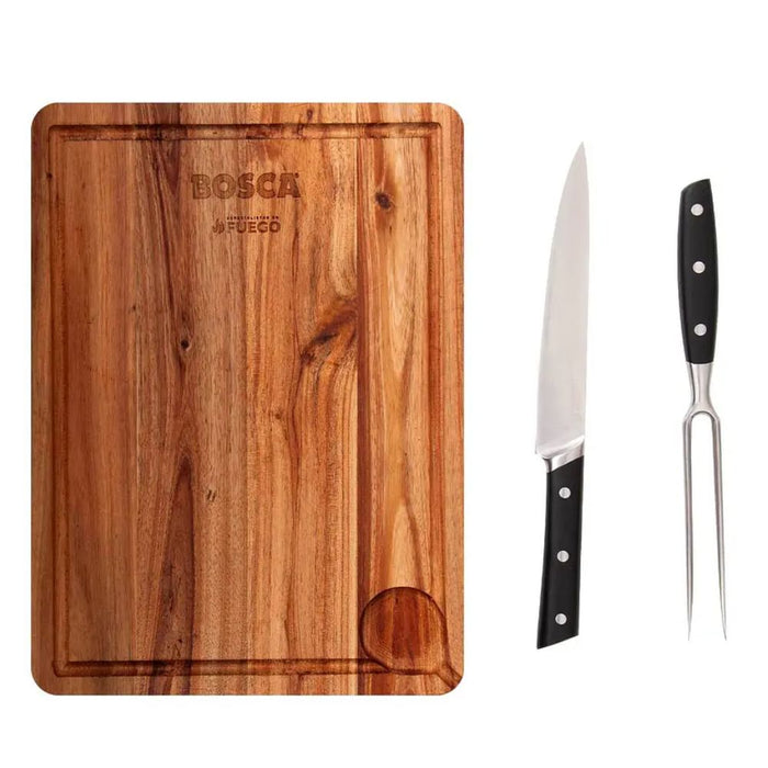Bosca Cutting Borad, Knife & Fork BBQ Set