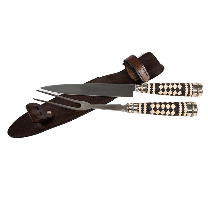 El Cedro BBQ 7.8" Knife & Fork Nickel Silver Braided Set