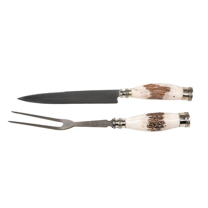 El Cedro BBQ 7.8" Knife & Fork Nickel Silver Deer Set