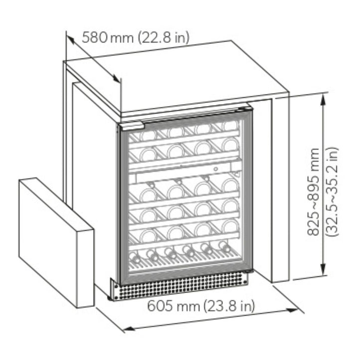 Dometic 24-inch dual-zone Built-in Wine Cooler, 46 Bottles