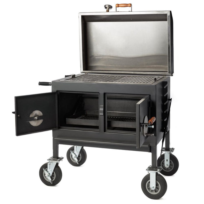 Pitts & Spitts 36 x 24 Adjustable Charcoal Grill - Flat Top