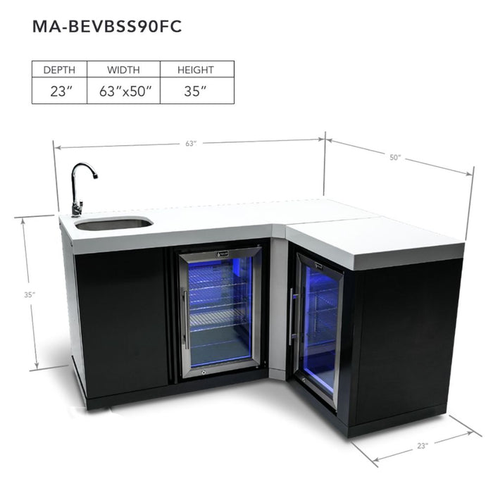 Mont Alpi MA-BEVBSS90FC Beverage Center with 90 Degree Corner & Fridge Cabinet