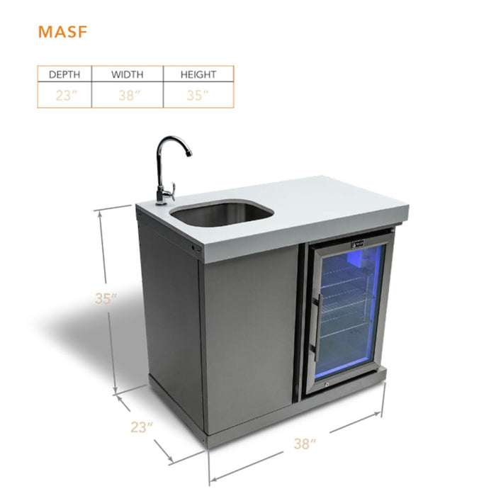 Mont Alpi MASF Stainless Steel Beverage Center Cabinet Module with Sink & Refrigerator