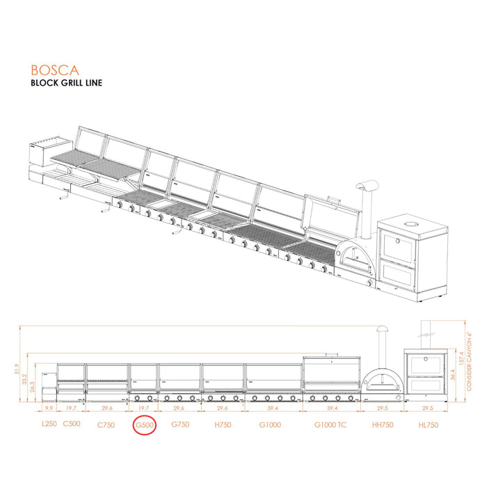 Bosca Block 500 Built-In Gas Grill