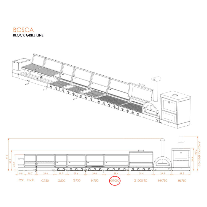 Bosca Block 1000 Built-In Gas Grill