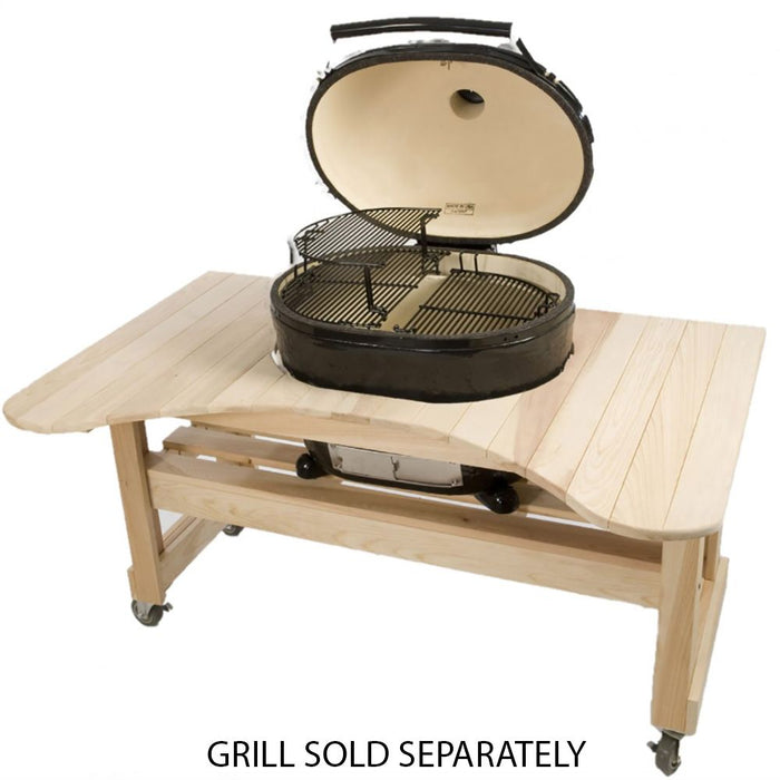 Primo PG00600 Curved Cypress Kamado Table for Primo Oval XL 400 w/ Ceramic Feet