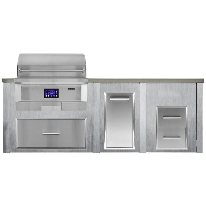 Haven 96-Inch Outdoor Kitchen Island with 36-Inch Pellet Grill, 2 Drawer Cabinet & Trash Drawer