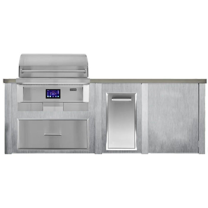 Haven 96-Inch Outdoor Kitchen Island with 36-Inch Pellet Grill, Trash Drawer & Storage Drawer