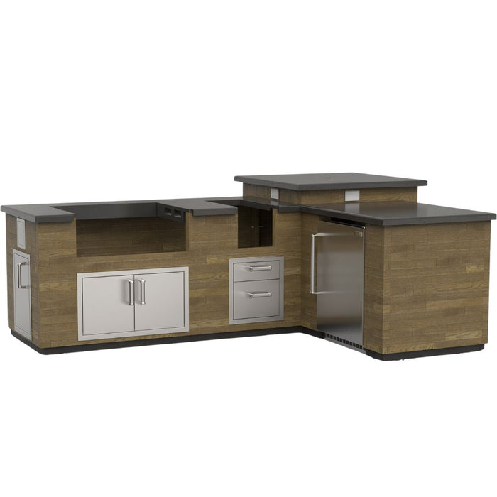 Fire Magic Reclaimed Wood L-Shaped Complete Outdoor Kitchen Island Bundle