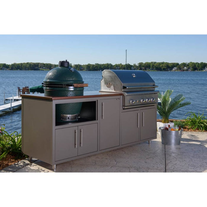 Challenger Designs Coastal 83-KDG Powder Coated Aluminum Kitchen Island for 32 Inch Grill & 21 Inch Ceramic Grill