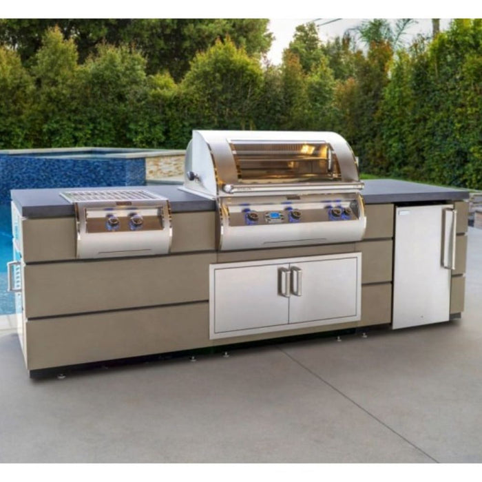 Fire Magic Contemporary Pre-Fab Outdoor Kitchen Island w/ Refrigerator Cut-out