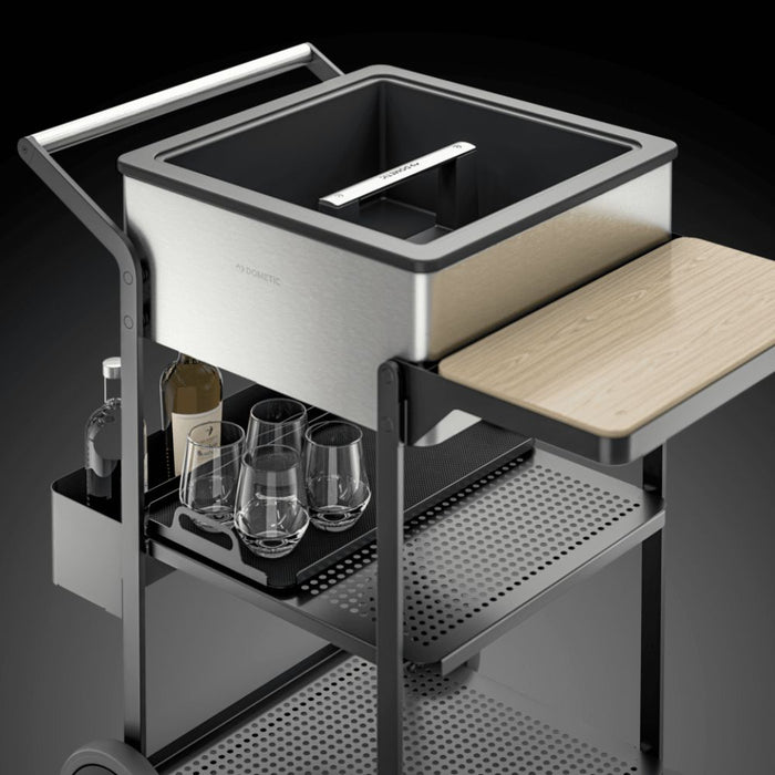 Dometic Extension table for MoBar 50, black coated steel & solid oak