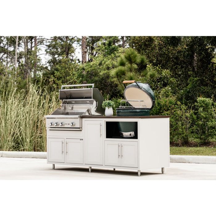 Challenger Designs Coastal Series GDK Outdoor Island with Delta Heat 32" Gas Grill & Large Egg, White Cabinet Color