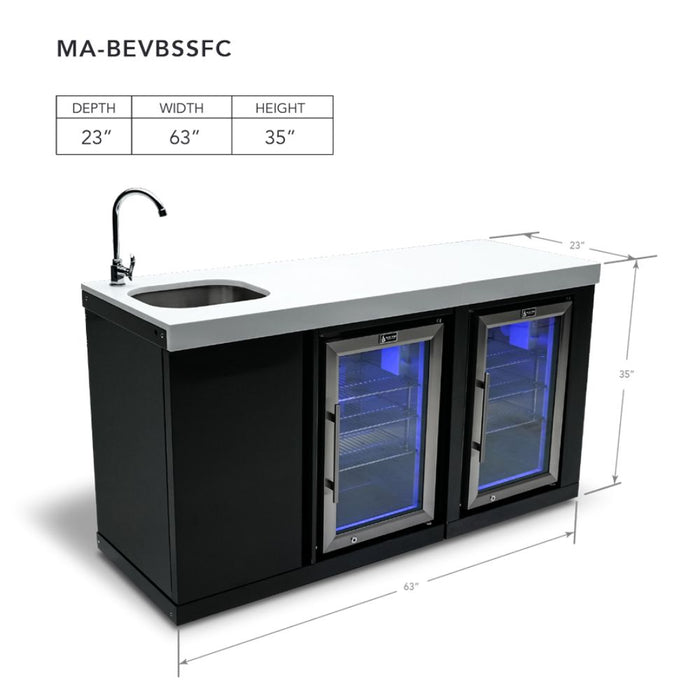 Mont Alpi MA-BEVBSSFC Black Stainless Steel Module with Beverage Center & Fridge Cabinet