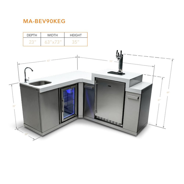 Mont Alpi MA-BEV90KEG Beverage Center with 90-Degree Corner & Kegerator