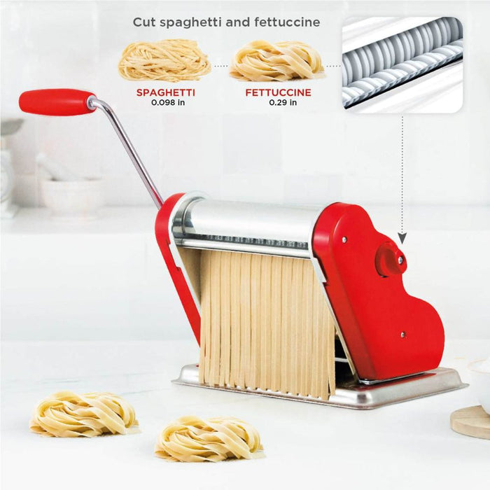 Pastalinda Classic 200 Pasta Maker Machine with Hand Crank and Two Clamps