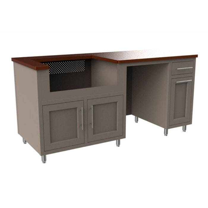 Challenger Designs Coastal 76.5 GRW Powder Coated Aluminium Kitchen Island for 32 Inch Gas Grill with Refrigerator Opening