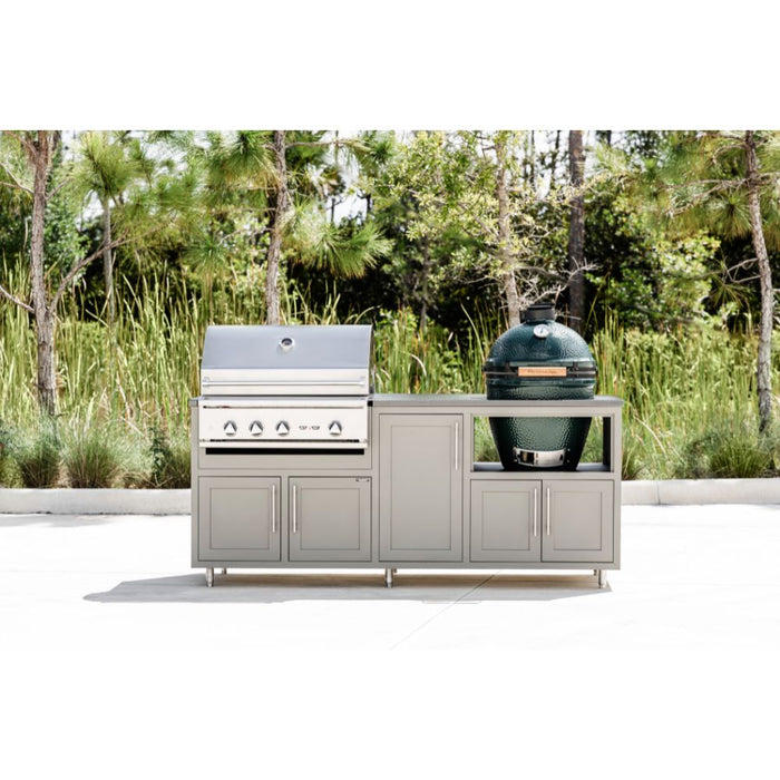 Challenger Designs Coastal Series GDK Outdoor Island with Delta Heat 32" Gas Grill & Large Egg, Grey Glimmer Cabinet Color