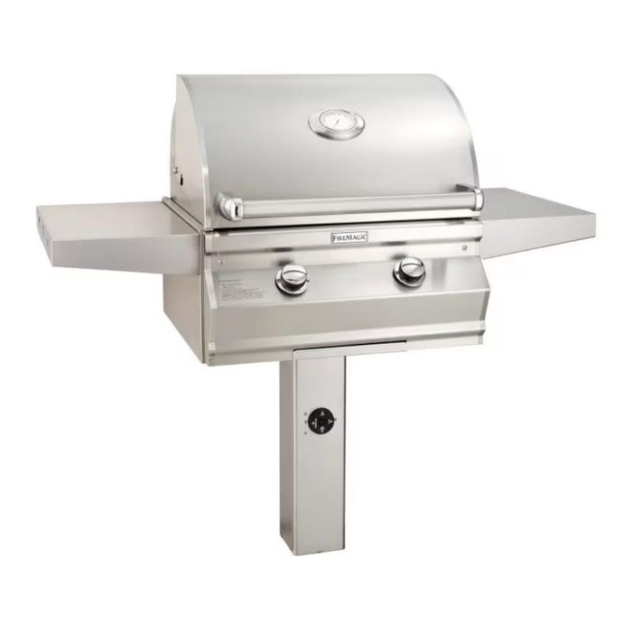 Fire Magic Choice Multi-User 24-Inch Gas Grill w/ Analog Thermometer On In-Ground Post