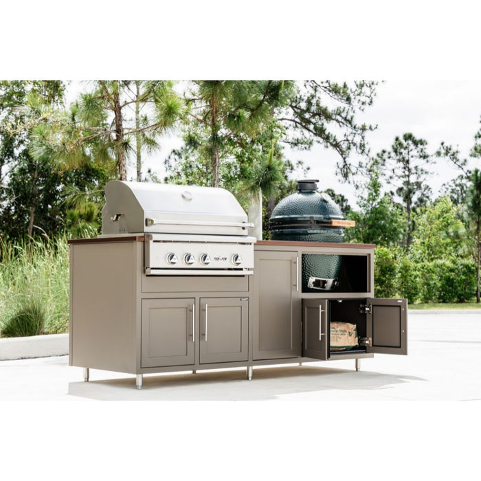 Challenger Designs Coastal Series GDK Outdoor Island with Delta Heat 32" Gas Grill & Large Egg, Grey Glimmer Cabinet Color