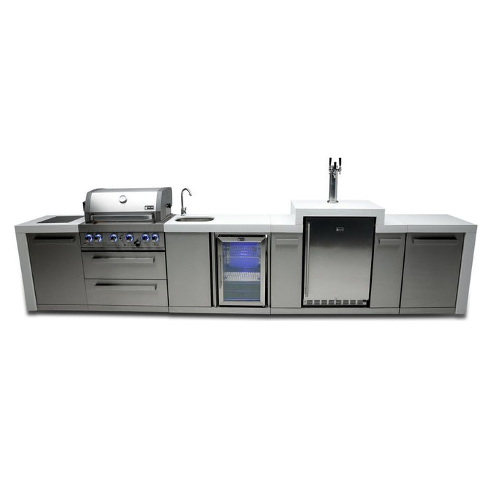 Mont Alpi MAi400-DKEGBEV Propane 4-Burner Deluxe Island with Kegerator & Beverage Center