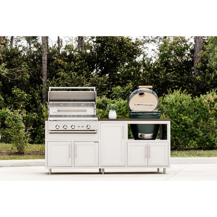 Challenger Designs Coastal Series GDK Outdoor Island with Delta Heat 32" Gas Grill & Large Egg, White Cabinet Color