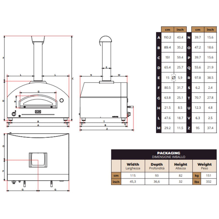 Alfa Futuro 4 Pizze Gas-Fired Pizza Oven - Silver Black