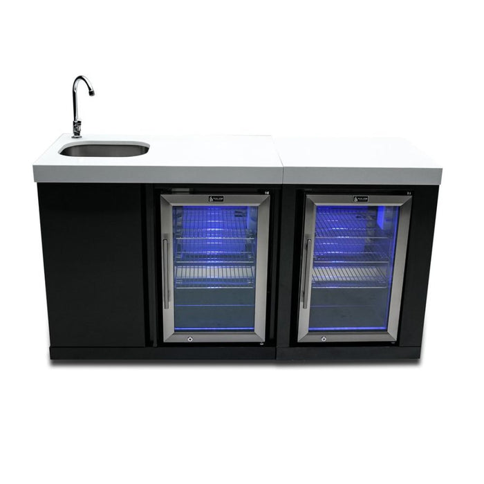 Mont Alpi MA-BEVBSSFC Black Stainless Steel Module with Beverage Center & Fridge Cabinet