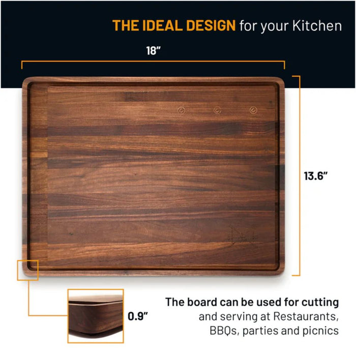 Grillnovations 18x14-Inch Large Magnetic Cutting Board Made from Walnut Wood