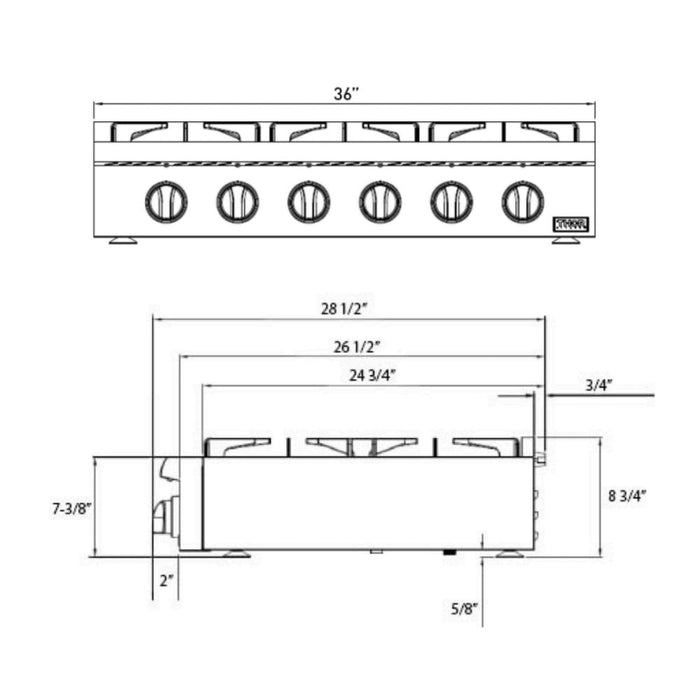 Thor Kitchen Professional 48-Inch 6-Burner Gas Rangetop