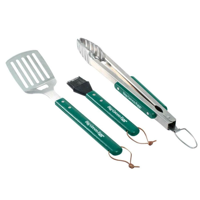 Big Green Egg 127686 Stainless Steel BBQ Tool Set with Wood Handles