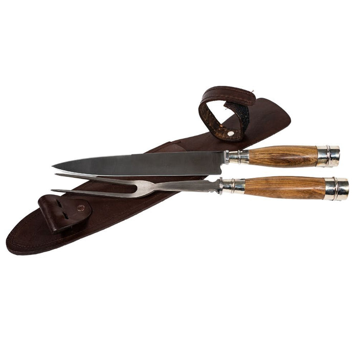 El Cedro BBQ 7.8" Knife & Fork Nickel Silver Wood Set