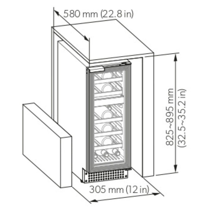 Dometic 12-inch dual-zone freestanding wine cooler, 18 bottles