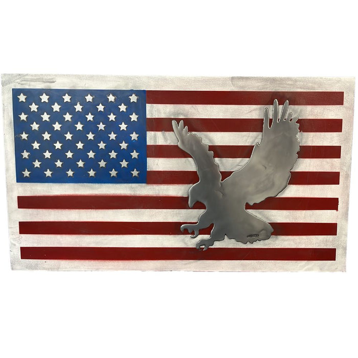 Pallarols Vintage USA Flag Metal Sign, 42x24"